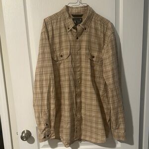 Carhartt Men's Tan Plaid Long-Sleeve Button-Down Work Shirt